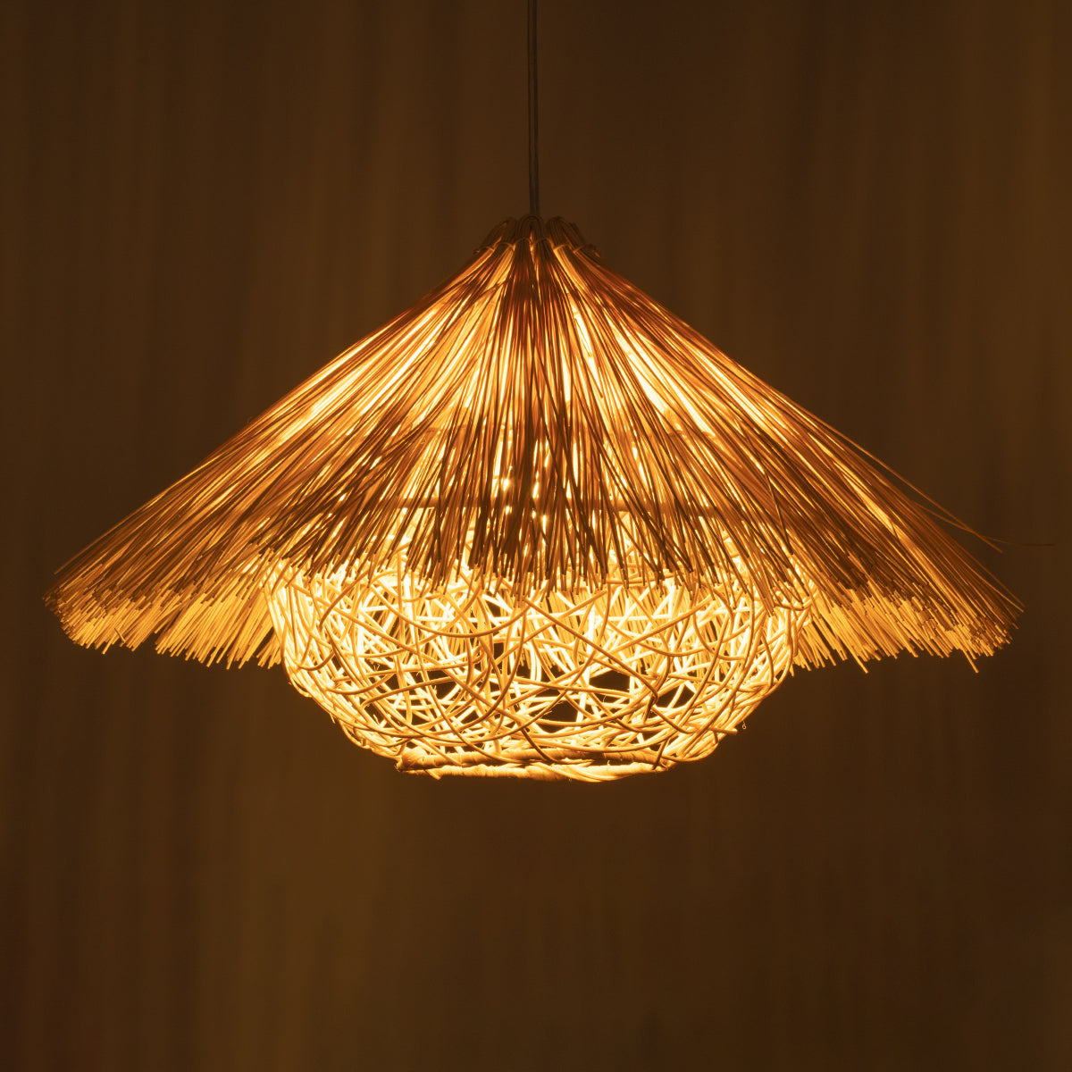 GLOBOSTAR® CHEOPE 01599 Boho Κρεμαστό Φωτιστικό Οροφής με Ντουί 1 x E27 AC 220-240V IP20 - Μπεζ - Μ45 x Π45 x Υ35cm - ledmania.gr