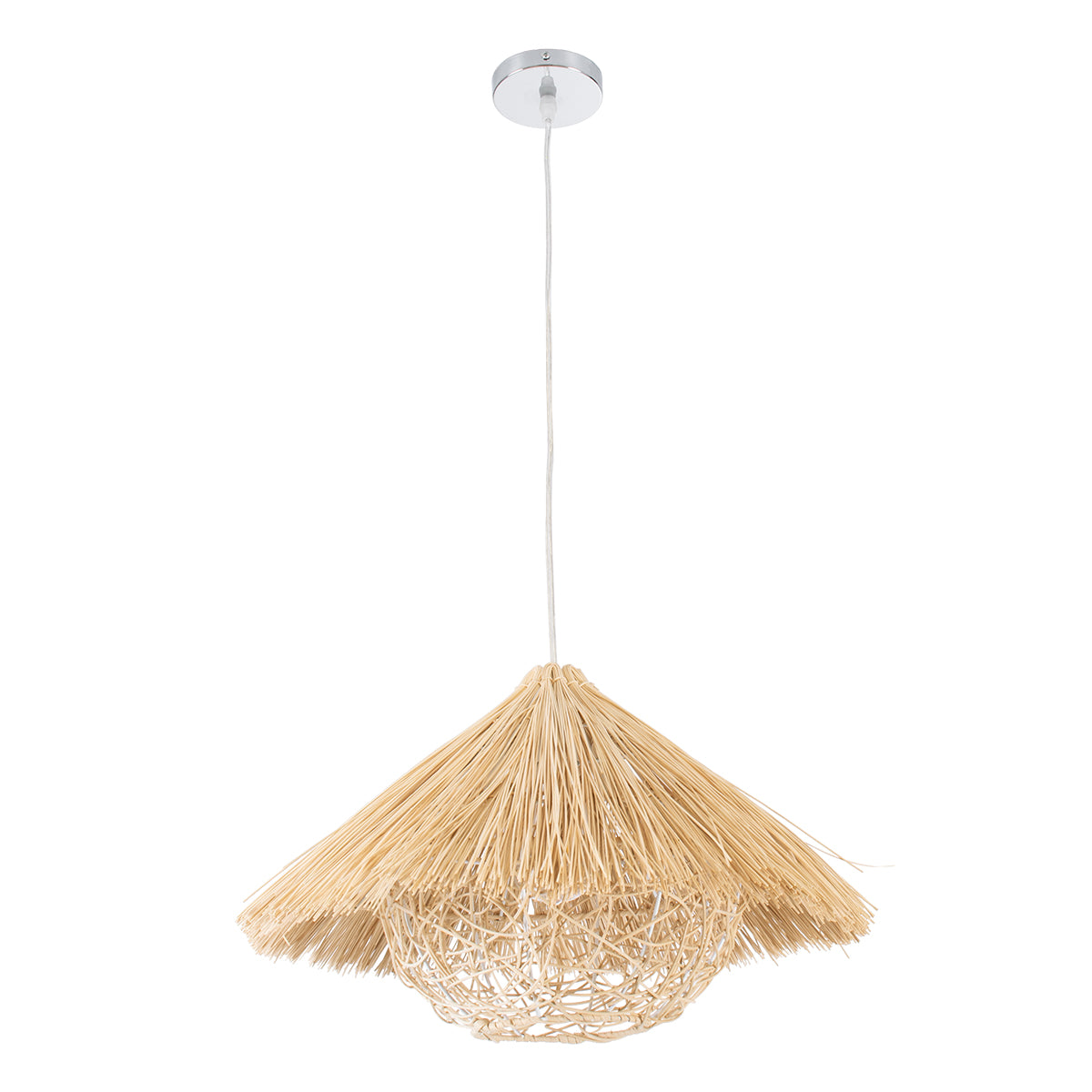 GLOBOSTAR® CHEOPE 01599 Boho Κρεμαστό Φωτιστικό Οροφής με Ντουί 1 x E27 AC 220-240V IP20 - Μπεζ - Μ45 x Π45 x Υ35cm - ledmania.gr