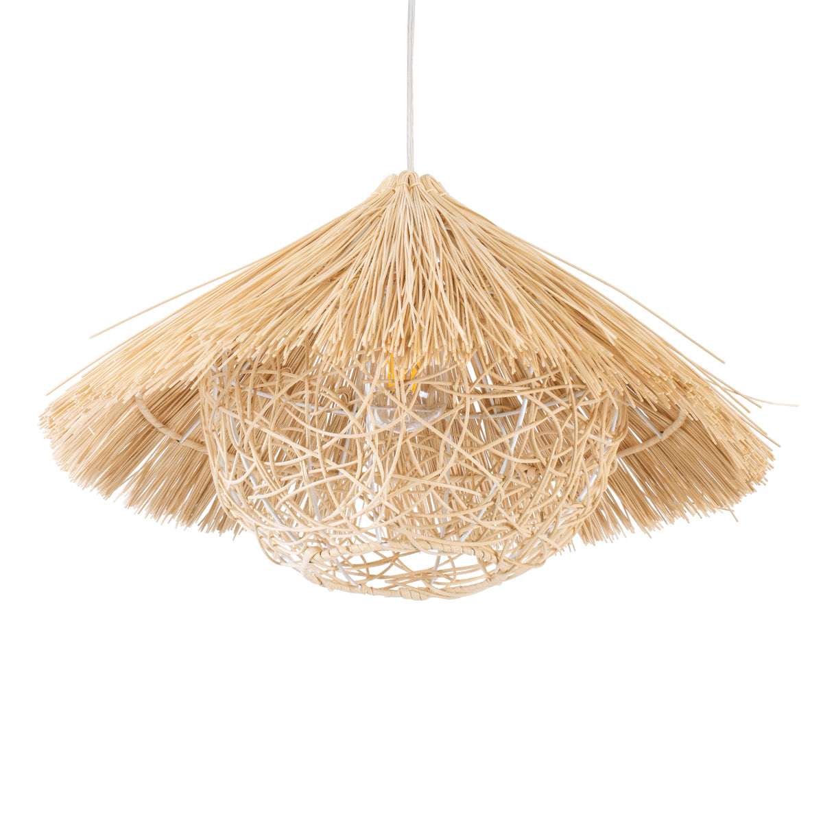 GLOBOSTAR® CHEOPE 01599 Boho Κρεμαστό Φωτιστικό Οροφής με Ντουί 1 x E27 AC 220-240V IP20 - Μπεζ - Μ45 x Π45 x Υ35cm - ledmania.gr