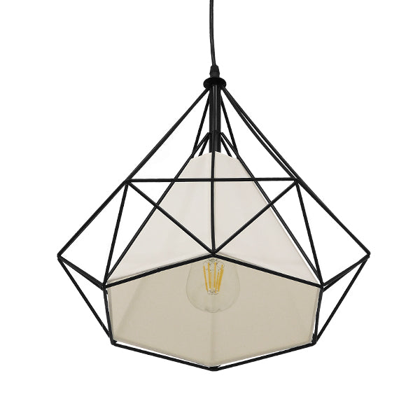 GLOBOSTAR® KAIRI 01618 Μοντέρνο Κρεμαστό Φωτιστικό Οροφής με Ντουί 1 x E27 AC 220-240V IP20 - Μαύρο & Λευκό - Μ38 x Π38 x Υ39cm