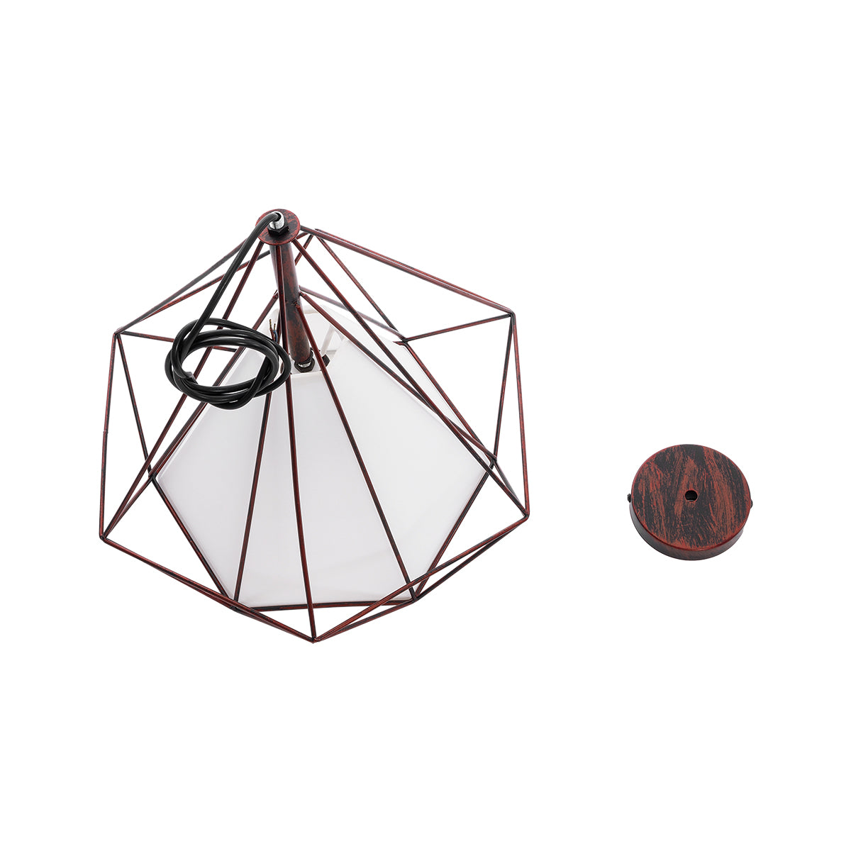 GLOBOSTAR® KAIRI 01623 Μοντέρνο Κρεμαστό Φωτιστικό Οροφής με Ντουί 1 x E27 AC 220-240V IP20 - Χάλκινο & Λευκό - Μ38 x Π38 x Y38cm - ledmania.gr