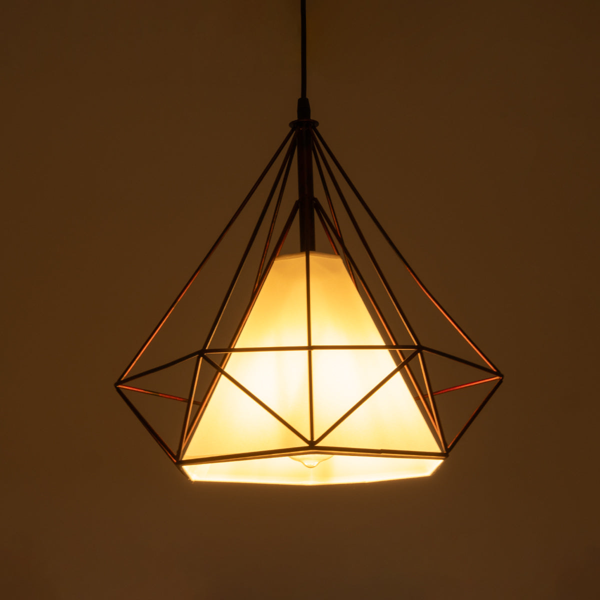 GLOBOSTAR® KAIRI 01623 Μοντέρνο Κρεμαστό Φωτιστικό Οροφής με Ντουί 1 x E27 AC 220-240V IP20 - Χάλκινο & Λευκό - Μ38 x Π38 x Y38cm - ledmania.gr