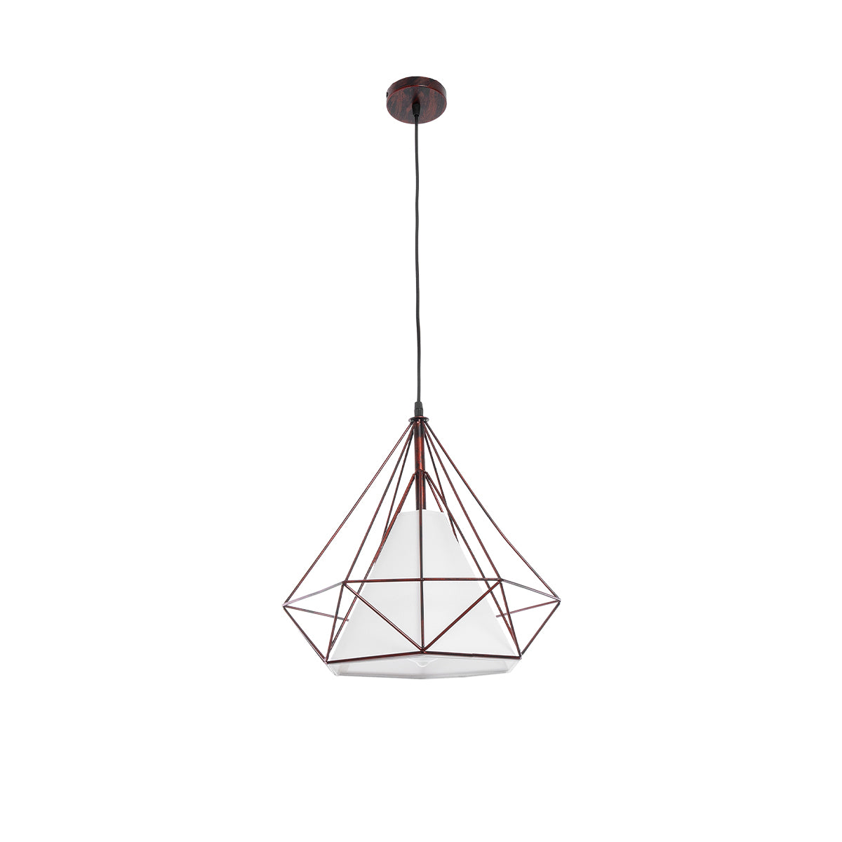 GLOBOSTAR® KAIRI 01623 Μοντέρνο Κρεμαστό Φωτιστικό Οροφής με Ντουί 1 x E27 AC 220-240V IP20 - Χάλκινο & Λευκό - Μ38 x Π38 x Y38cm - ledmania.gr