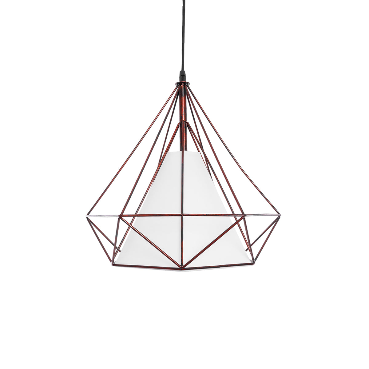 GLOBOSTAR® KAIRI 01623 Μοντέρνο Κρεμαστό Φωτιστικό Οροφής με Ντουί 1 x E27 AC 220-240V IP20 - Χάλκινο & Λευκό - Μ38 x Π38 x Y38cm - ledmania.gr