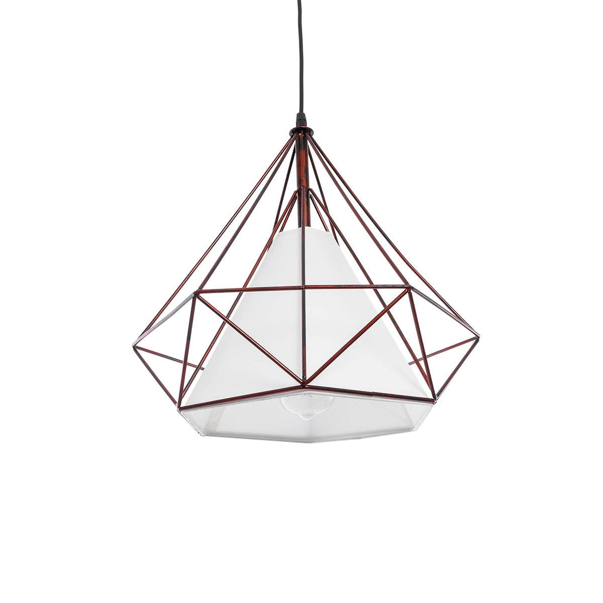 GLOBOSTAR® KAIRI 01623 Μοντέρνο Κρεμαστό Φωτιστικό Οροφής με Ντουί 1 x E27 AC 220-240V IP20 - Χάλκινο & Λευκό - Μ38 x Π38 x Y38cm - ledmania.gr