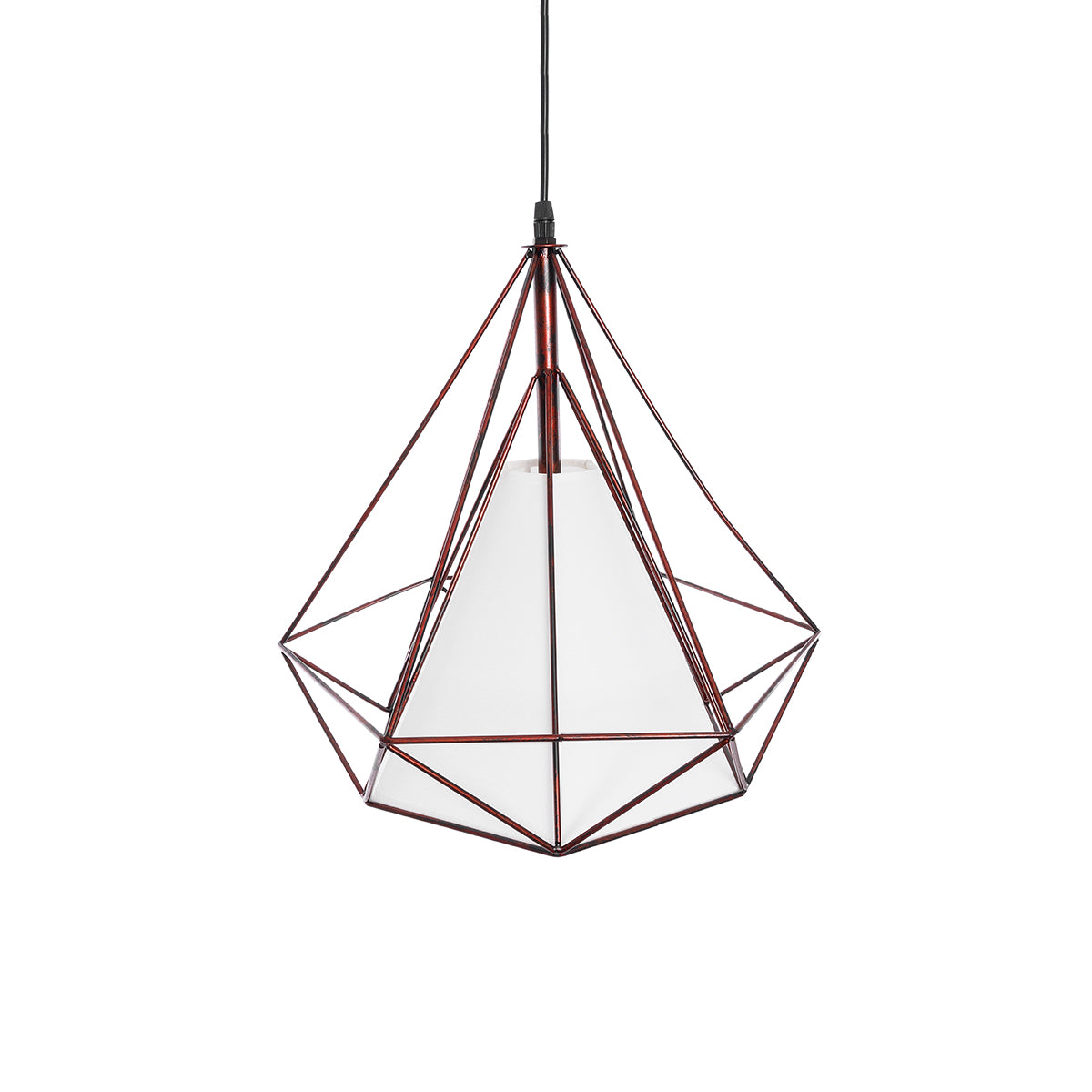 GLOBOSTAR® KAIRI 01623 Μοντέρνο Κρεμαστό Φωτιστικό Οροφής με Ντουί 1 x E27 AC 220-240V IP20 - Χάλκινο & Λευκό - Μ38 x Π38 x Y38cm - ledmania.gr