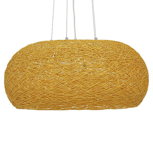 GloboStar® FIJI INCASS Vintage Κρεμαστό Φωτιστικό Οροφής Πολύφωτο 5 x E27 Μπέζ Rattan Φ60 x Υ29cm - ledmania.gr