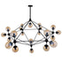 GloboStar® SENTINEL 01638 Μοντέρνο Φωτιστικό Οροφής Πλέγμα Πολύφωτο 21 x E27 IP20 Μαύρο Μέταλλο με μελί Γυαλί - Μ170 x Π170 x Υ136cm - ledmania.gr