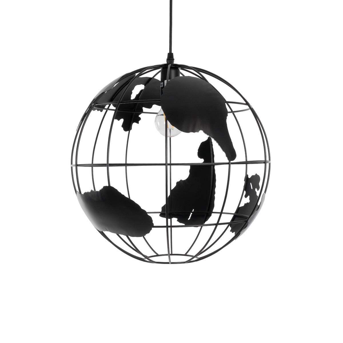 GLOBOSTAR® EARTH 01663 Vintage Κρεμαστό Φωτιστικό Οροφής με Ντουί 1 x E27 AC 220-240V IP20 - Μαύρο - Μ41 x Π41 x Υ41cm - ledmania.gr