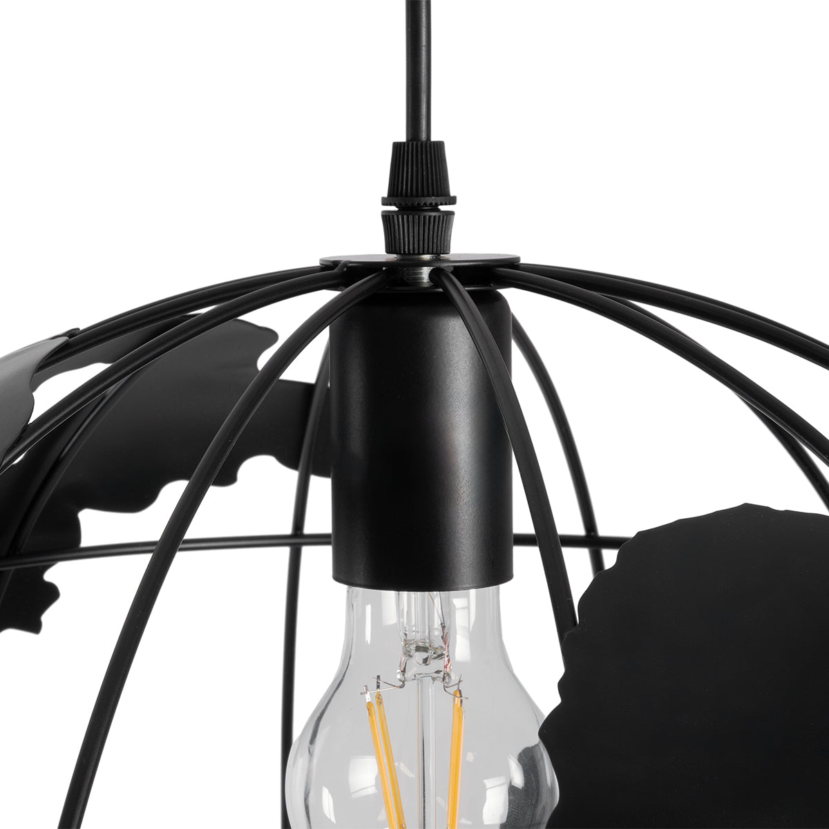 GLOBOSTAR® EARTH 01663 Vintage Κρεμαστό Φωτιστικό Οροφής με Ντουί 1 x E27 AC 220-240V IP20 - Μαύρο - Μ41 x Π41 x Υ41cm - ledmania.gr
