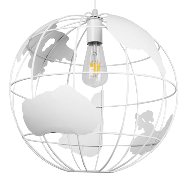 GloboStar® EARTH 01664 Vintage Industrial Κρεμαστό Φωτιστικό Οροφής Μονόφωτο 1 x E27 Λευκό Μεταλλικό Πλέγμα Φ40 x Υ40cm - ledmania.gr
