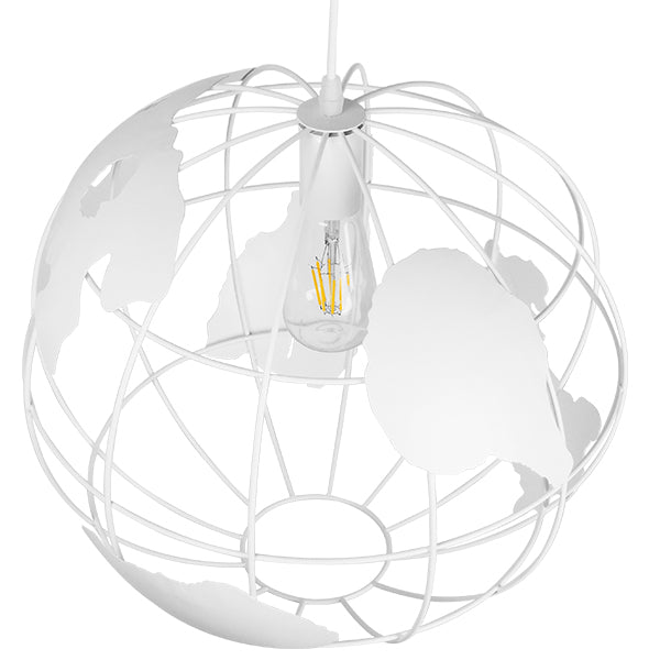 GloboStar® EARTH 01664 Vintage Industrial Κρεμαστό Φωτιστικό Οροφής Μονόφωτο 1 x E27 Λευκό Μεταλλικό Πλέγμα Φ40 x Υ40cm - ledmania.gr
