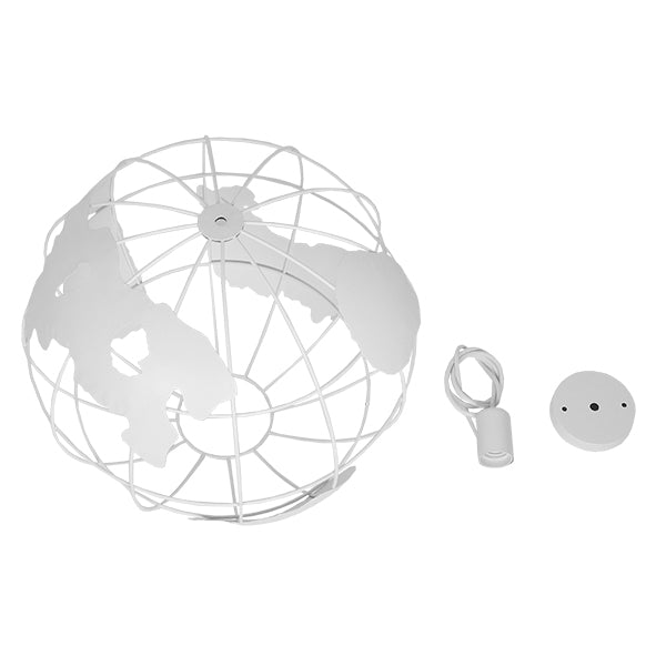 GloboStar® EARTH 01664 Vintage Industrial Κρεμαστό Φωτιστικό Οροφής Μονόφωτο 1 x E27 Λευκό Μεταλλικό Πλέγμα Φ40 x Υ40cm - ledmania.gr