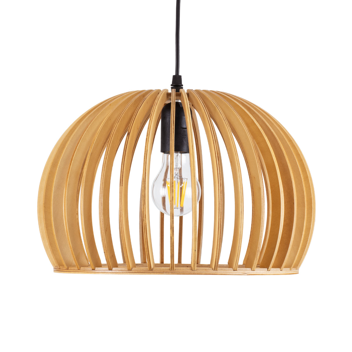 GloboStar® SCANDINAVIA 01698 Μοντέρνο Κρεμαστό Φωτιστικό Οροφής Μονόφωτο 1 x E27 Μπεζ Ξύλινο Πλέγμα Φ33 x Υ20cm - ledmania.gr