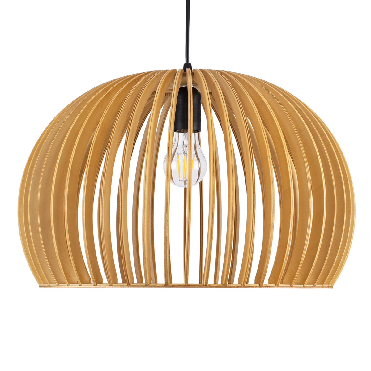 GloboStar® SCANDINAVIA 01699 Μοντέρνο Κρεμαστό Φωτιστικό Οροφής Μονόφωτο 1 x E27 Μπεζ Ξύλινο Πλέγμα Φ44 x Υ28cm - ledmania.gr