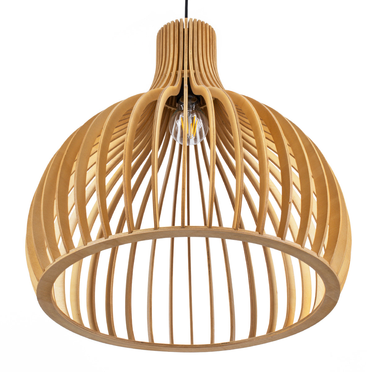 GloboStar® SCANDINAVIA 01701 Μοντέρνο Κρεμαστό Φωτιστικό Πλέγμα Μονόφωτο 1 x E27 IP20 Μπεζ Ξύλο Μ45 x Π45 x Y45cm - ledmania.gr