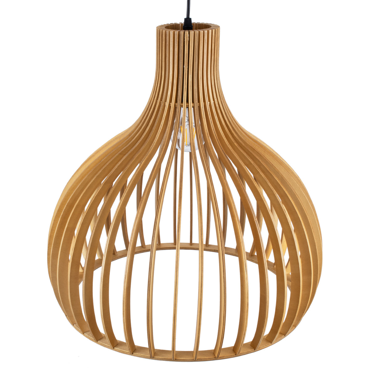 GloboStar® SCANDINAVIA 01701 Μοντέρνο Κρεμαστό Φωτιστικό Πλέγμα Μονόφωτο 1 x E27 IP20 Μπεζ Ξύλο Μ45 x Π45 x Y45cm - ledmania.gr