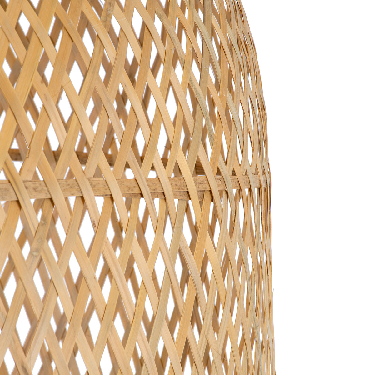 GloboStar® CALERO 01710 Boho Μοντέρνο Κρεμαστό Πλέγμα Μονόφωτο 1 x E27 IP20 Μπεζ Ξύλο - Μ25 x Π25 x Υ50cm - ledmania.gr
