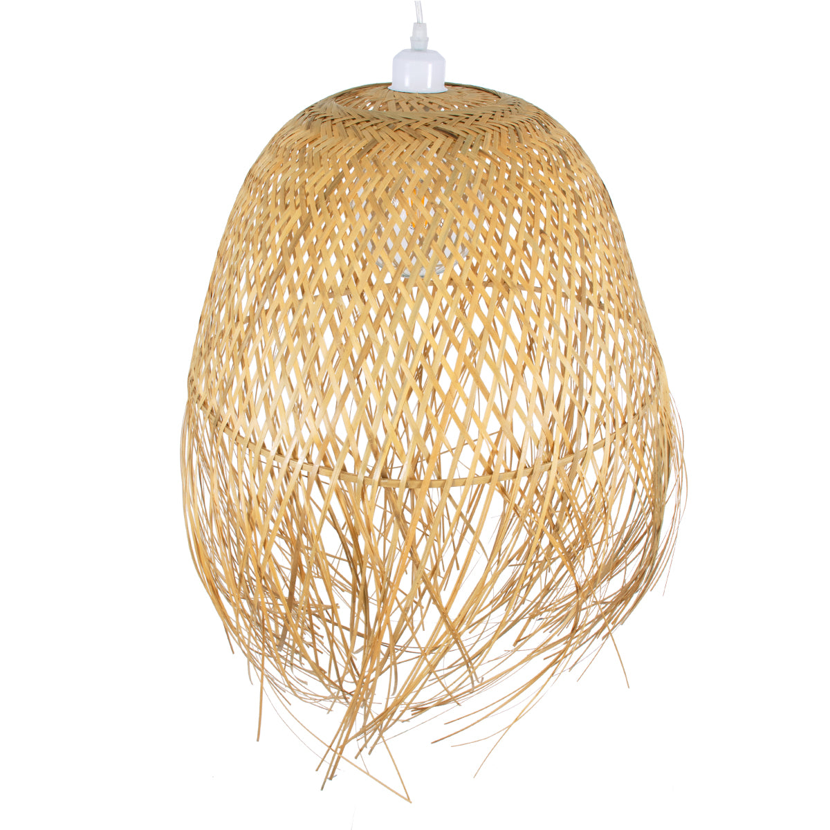 GloboStar® MANILA 01714 Boho Κρεμαστό Φωτιστικό Οροφής Μονόφωτο 1 x E27 Μπεζ Μπαμπού Καμπάνα Φ45 x Υ60cm - ledmania.gr