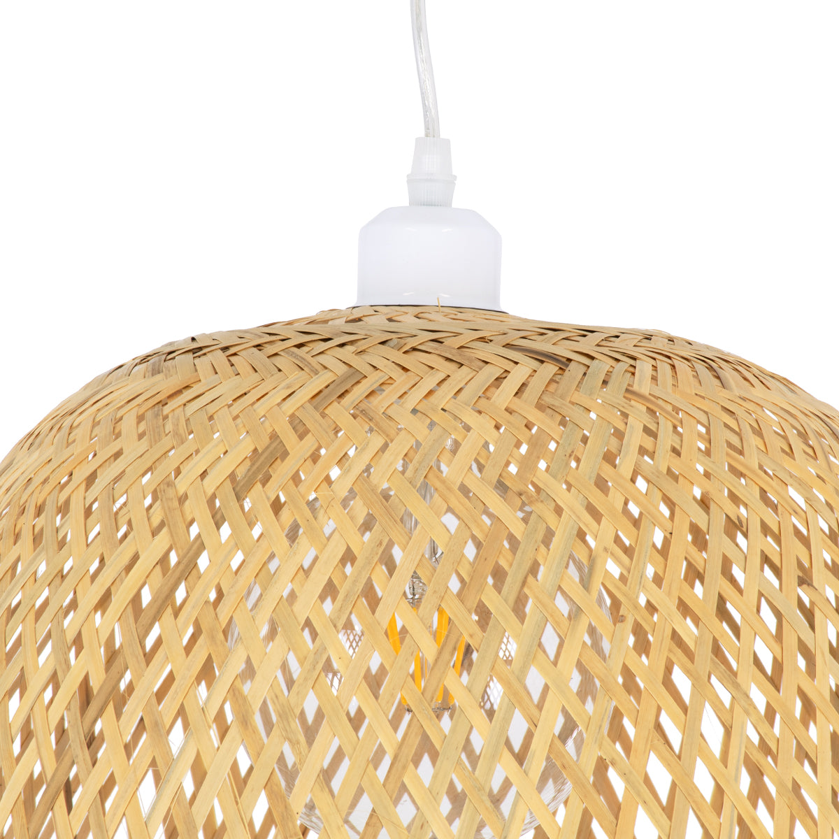 GloboStar® MANILA 01714 Boho Κρεμαστό Φωτιστικό Οροφής Μονόφωτο 1 x E27 Μπεζ Μπαμπού Καμπάνα Φ45 x Υ60cm - ledmania.gr