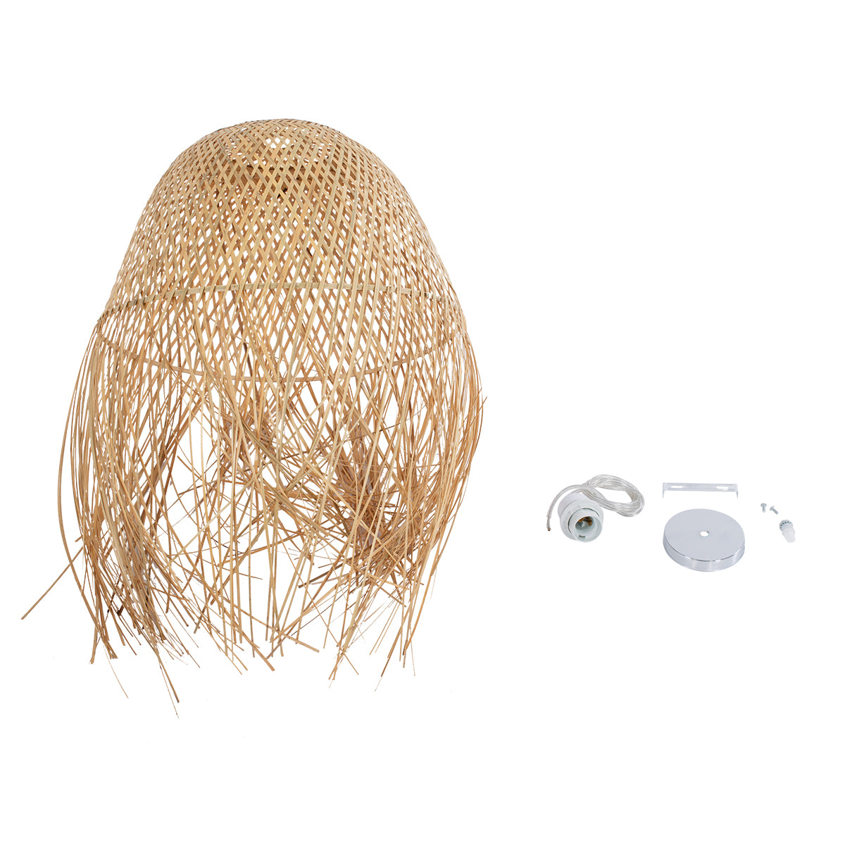 GloboStar® MANILA 01714 Boho Κρεμαστό Φωτιστικό Οροφής Μονόφωτο 1 x E27 Μπεζ Μπαμπού Καμπάνα Φ45 x Υ60cm - ledmania.gr