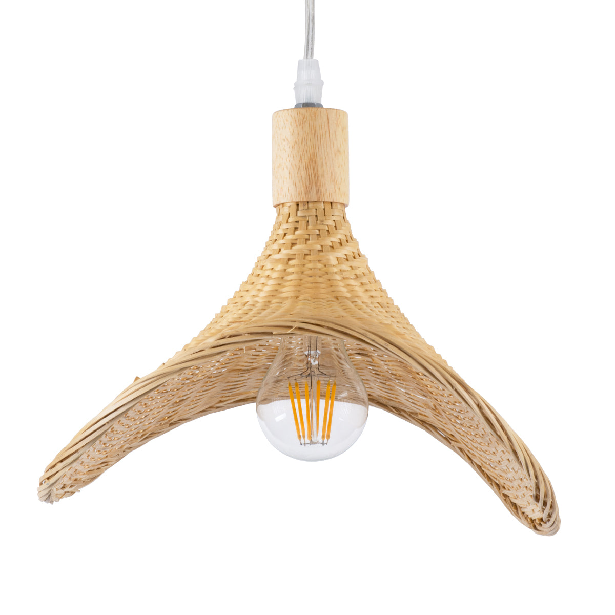GLOBOSTAR® CUBA 01715 Boho Κρεμαστό Φωτιστικό Οροφής με Ντουί 1 x E27 AC 220-240V IP20 - Μπεζ - Μ33 x Π33 x Υ25cm - ledmania.gr