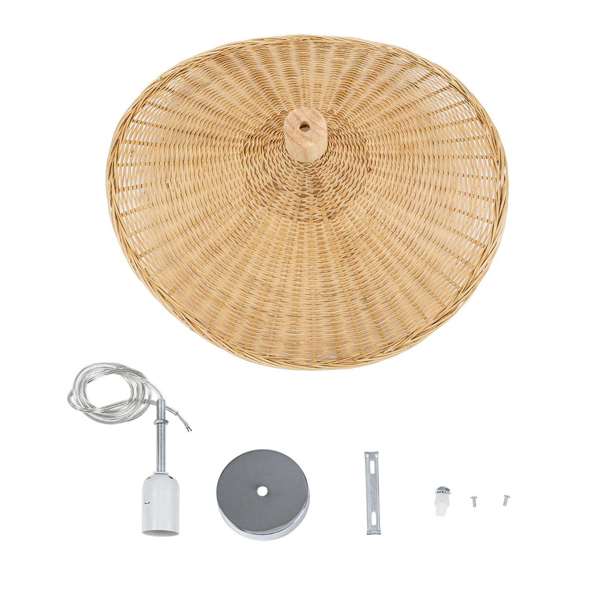 GloboStar® CUBA 01717 Boho Κρεμαστό Φωτιστικό Ανάρτηση Μονόφωτο 1 x E27 IP20 Μπεζ Ξύλο - Μ43 x Π43 x Y30cm - ledmania.gr