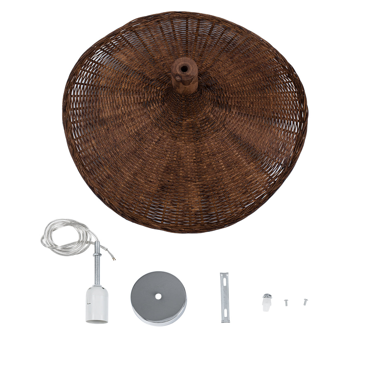 GloboStar® CUBA 01718 Vintage Κρεμαστό Φωτιστικό Οροφής Μονόφωτο 1 x E27 Καφέ Ξύλινο Μπαμπού Φ43 x Y30cm - ledmania.gr