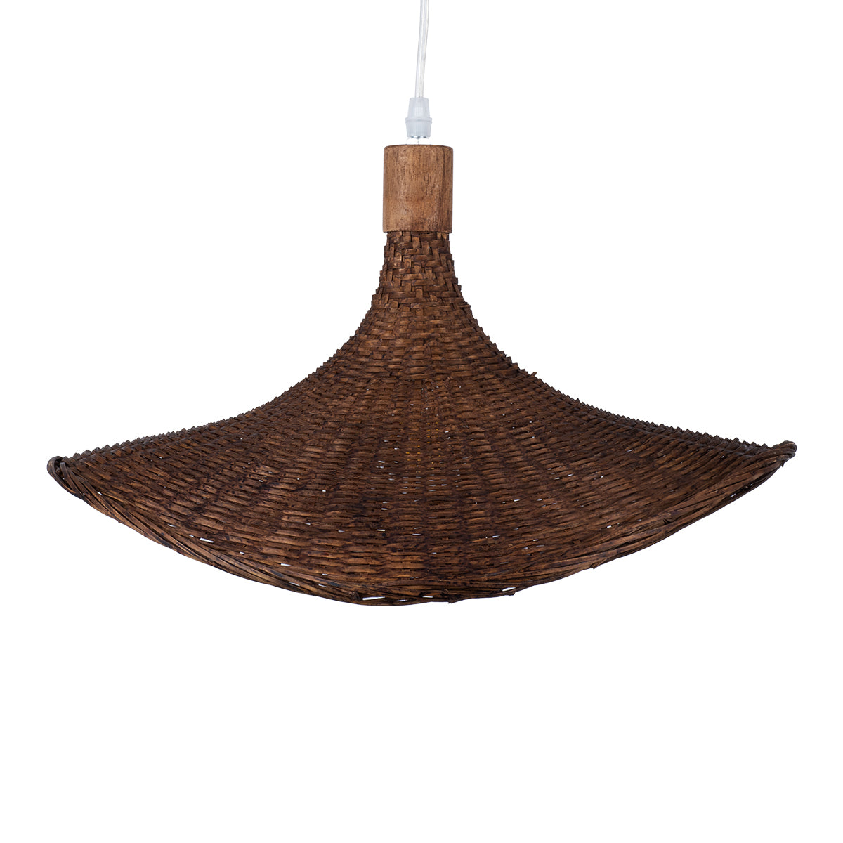 GloboStar® CUBA 01718 Vintage Κρεμαστό Φωτιστικό Οροφής Μονόφωτο 1 x E27 Καφέ Ξύλινο Μπαμπού Φ43 x Y30cm - ledmania.gr