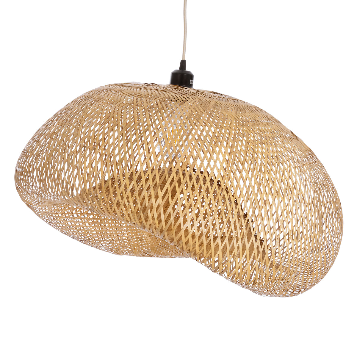 GloboStar® CARIBBEAN 01724 Boho Κρεμαστό Φωτιστικό Ανάρτηση Μονόφωτο 1 x E27 IP20 Μπεζ Ξύλο - Μ60 x Π60 x Υ38cm - ledmania.gr