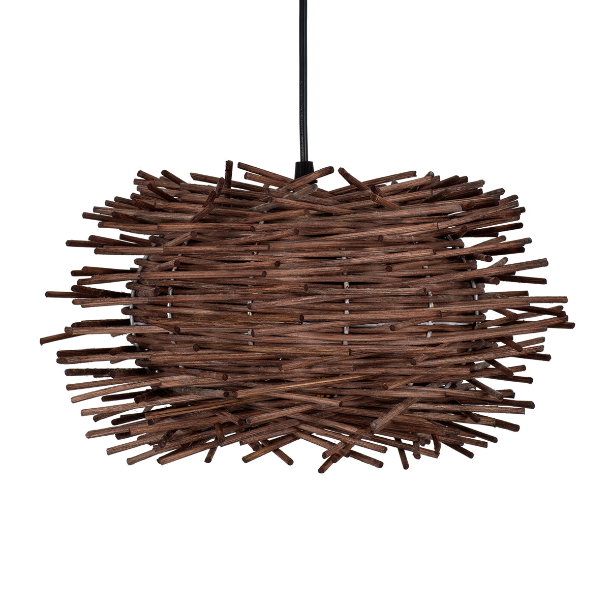 GloboStar® MINORCA 01732 Boho Κρεμαστό Φωτιστικό Ανάρτηση Μονόφωτο 1 x E27 IP20 Καφέ Ξύλο - Μ30 x Π30 x Y18cm - ledmania.gr