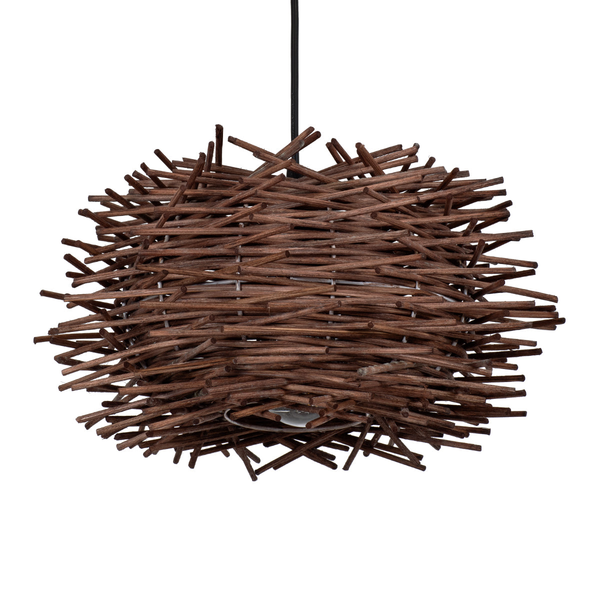GloboStar® MINORCA 01732 Boho Κρεμαστό Φωτιστικό Ανάρτηση Μονόφωτο 1 x E27 IP20 Καφέ Ξύλο - Μ30 x Π30 x Y18cm - ledmania.gr