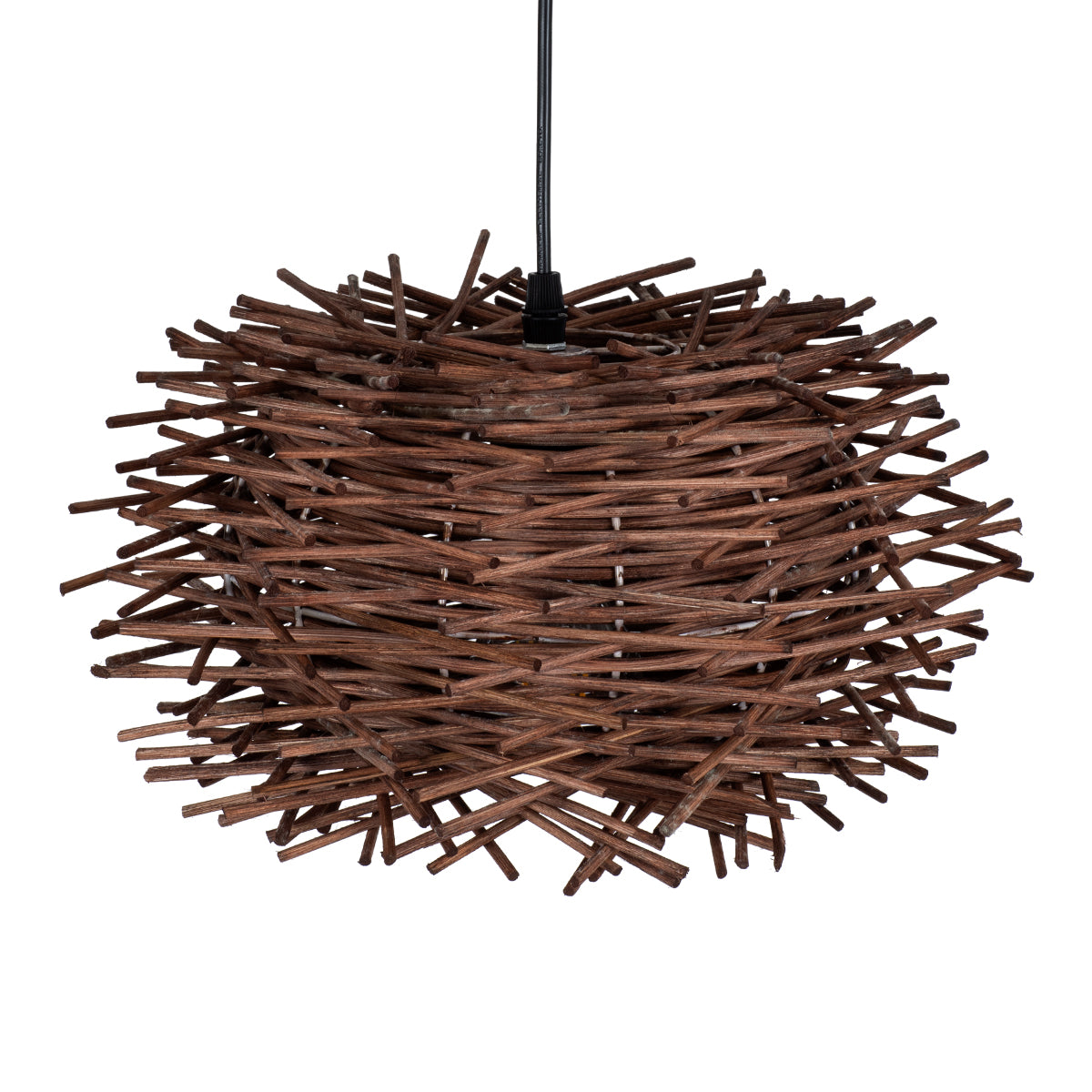 GloboStar® MINORCA 01732 Boho Κρεμαστό Φωτιστικό Ανάρτηση Μονόφωτο 1 x E27 IP20 Καφέ Ξύλο - Μ30 x Π30 x Y18cm - ledmania.gr