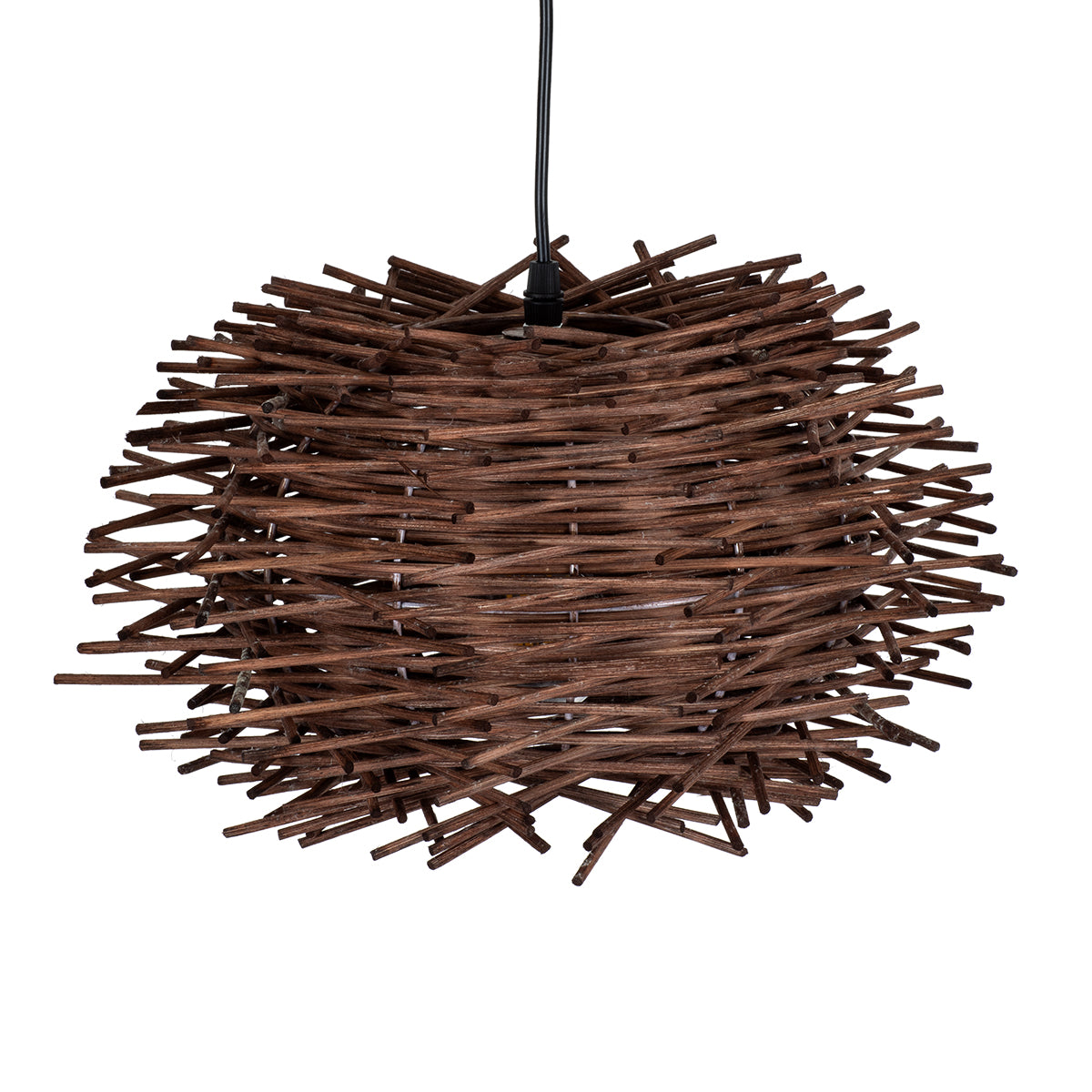 GloboStar® MINORCA 01733 Boho Κρεμαστό Φωτιστικό Ανάρτηση Μονόφωτο 1 x E27 IP20 Καφέ Ξύλο - Μ35 x Π35 x Y23cm - ledmania.gr
