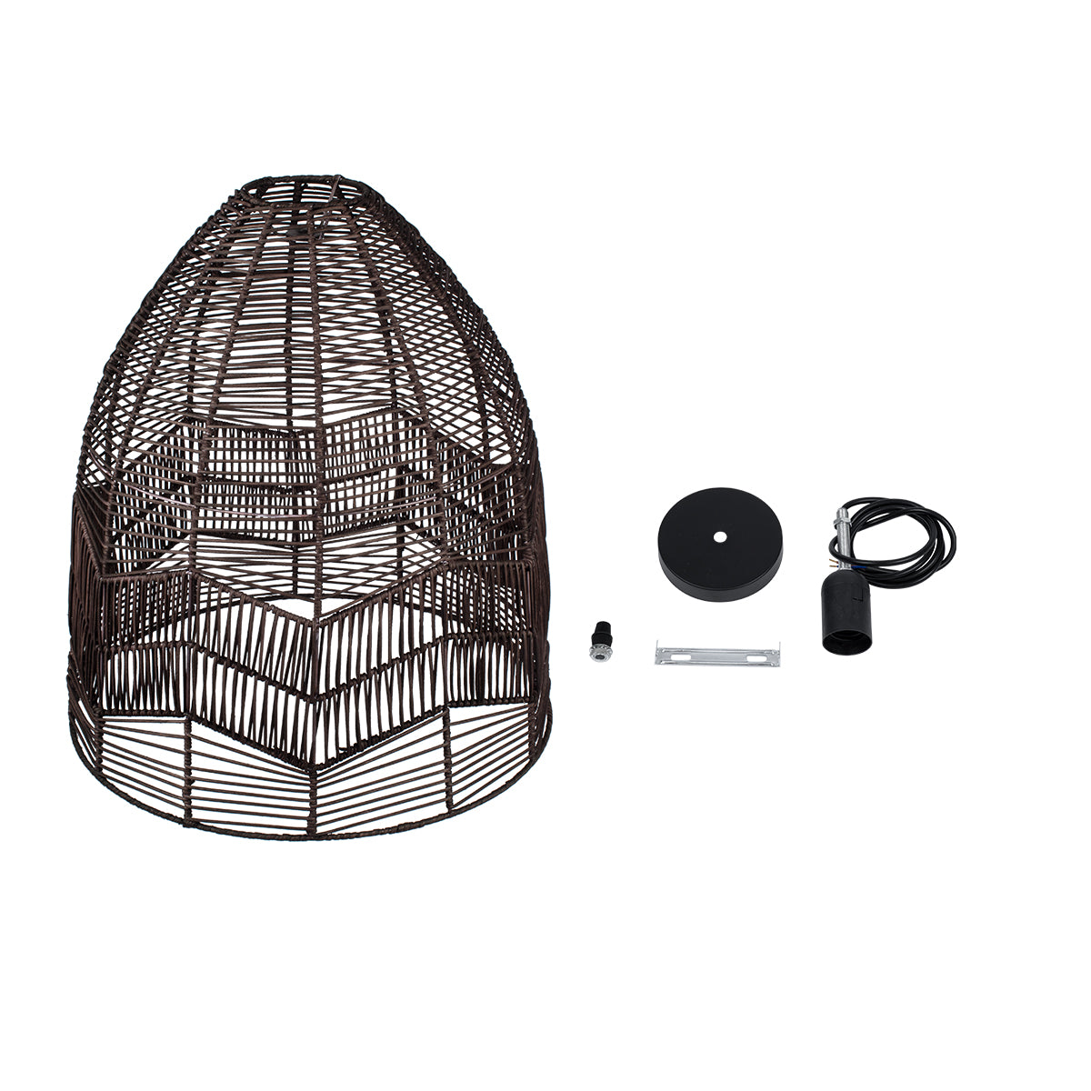 GloboStar® ALOHA 01752 Boho Κρεμαστό Φωτιστικό Καμπάνα Μονόφωτο 1 x E27 IP20 Καφέ Σχοινί - Μ43 x Π43 x Y46cm - ledmania.gr