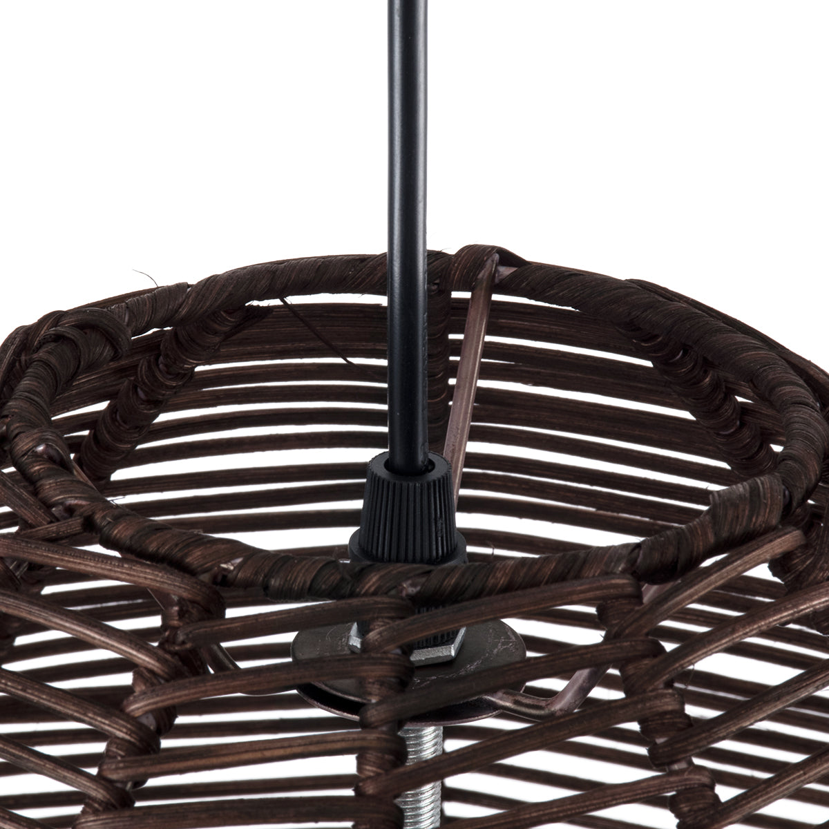 GloboStar® ALOHA 01752 Boho Κρεμαστό Φωτιστικό Καμπάνα Μονόφωτο 1 x E27 IP20 Καφέ Σχοινί - Μ43 x Π43 x Y46cm - ledmania.gr