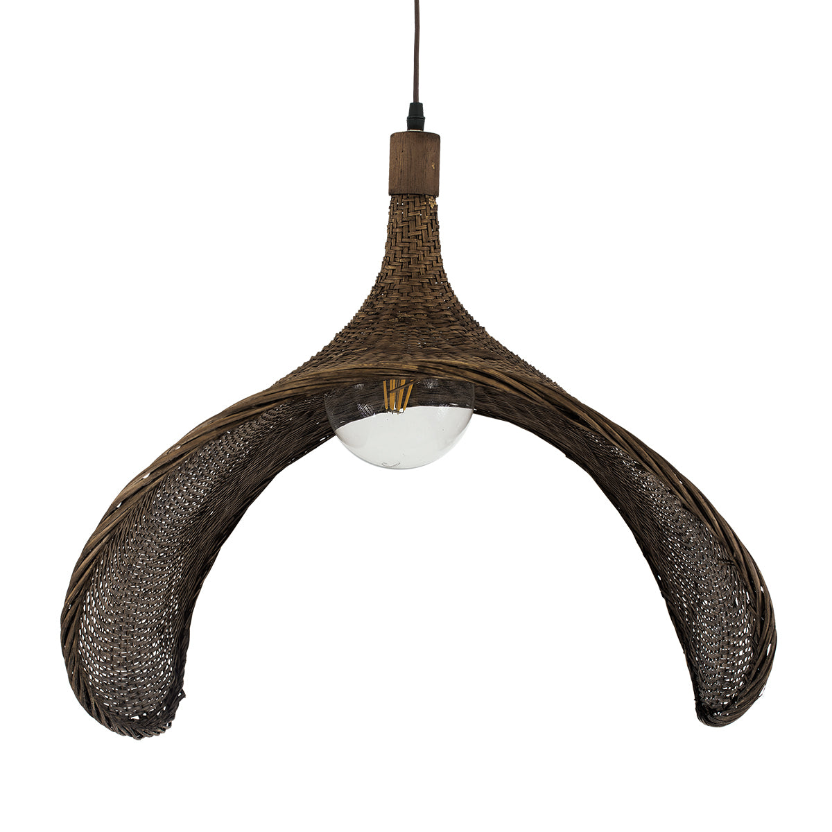 GLOBOSTAR® CUBA 01768 Boho Κρεμαστό Φωτιστικό Οροφής με Ντουί 1 x E27 AC 220-240V IP20 - Καφέ - Μ80 x Π80 x Υ49cm - ledmania.gr
