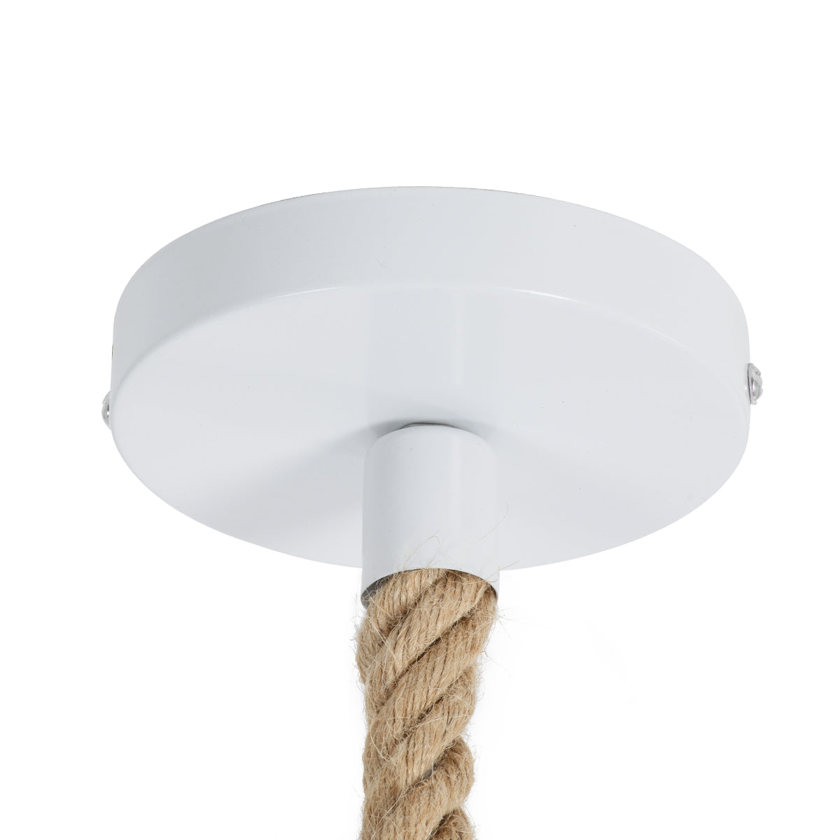 GloboStar® APES 01802 Μοντέρνο Κρεμαστό Φωτιστικό Οροφής Μονόφωτο 1 x E27 Λευκό με Μπεζ Σχοινί Φιγούρα Μ26 x Π28 x Υ69cm - ledmania.gr