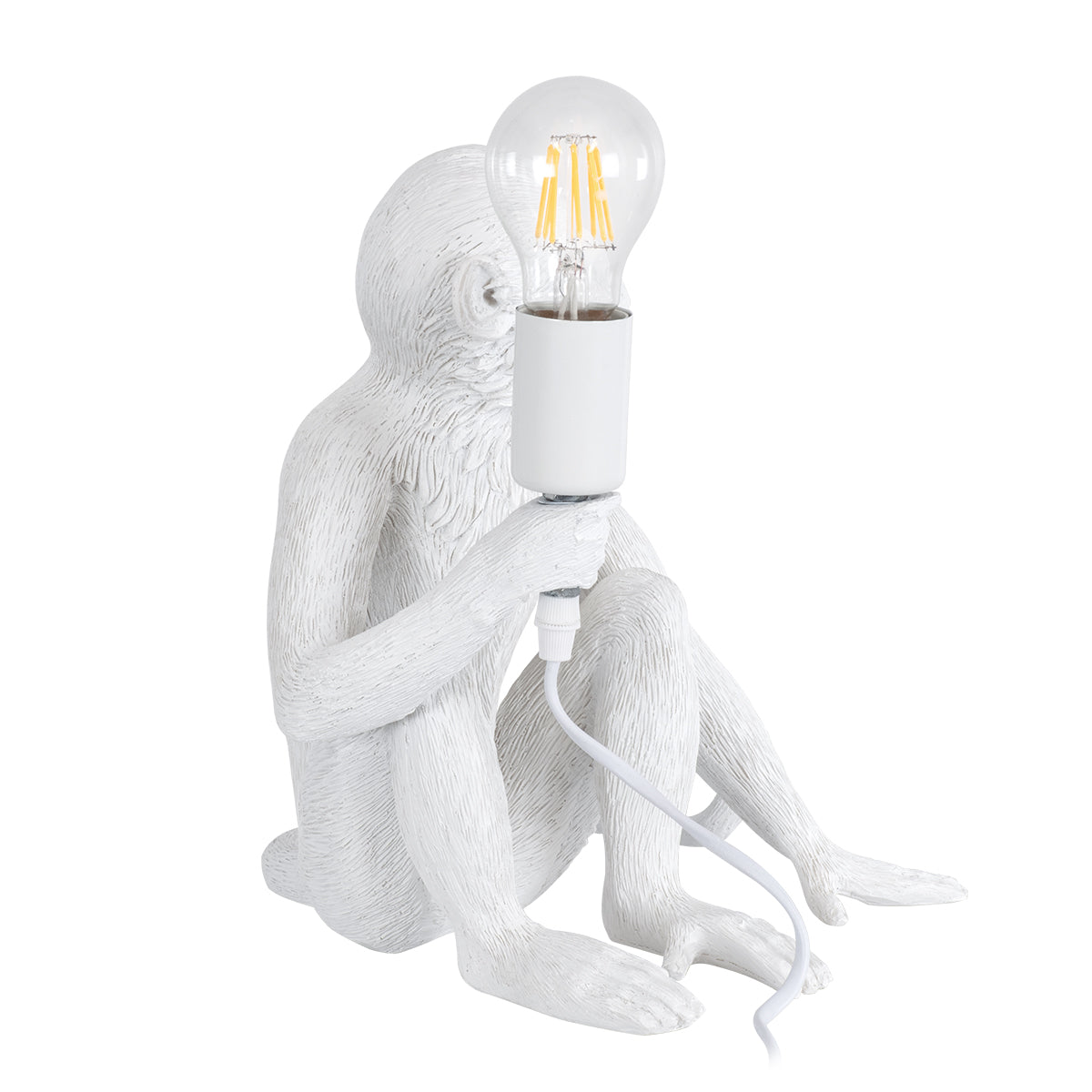 GloboStar® APES 01808 Μοντέρνο Φωτιστικό Πορτατίφ Λαμπατέρ Μονόφωτο 1 x E27 Λευκό Φιγούρα L30 x W27 x H30cm - ledmania.gr