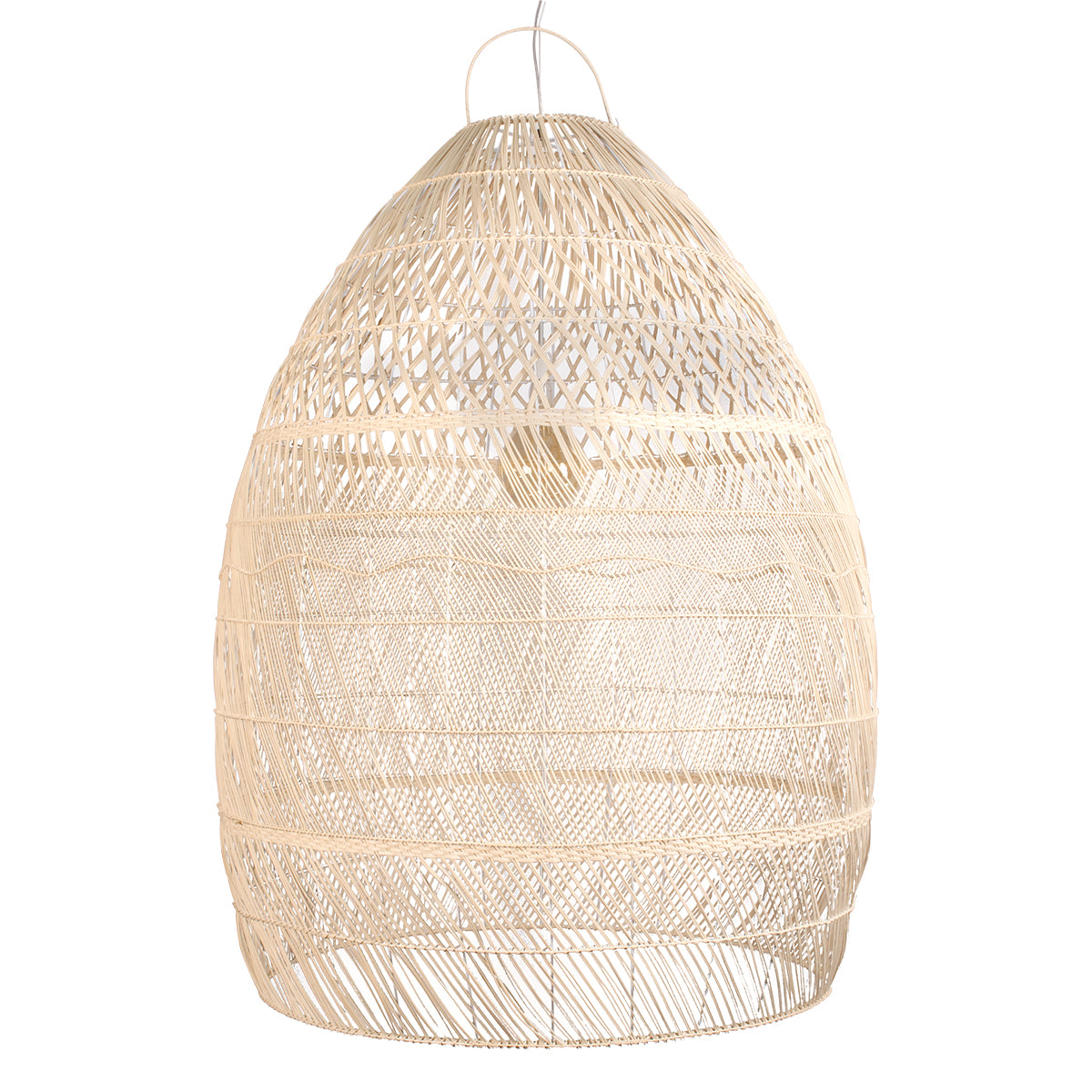 GloboStar® MALIBU 01813 Μοντέρνο Κρεμαστό Φωτιστικό Οροφής Μονόφωτο 1 x E27 Μπεζ Μπαμπού Καμπάνα Φ120 x Υ156cm - ledmania.gr