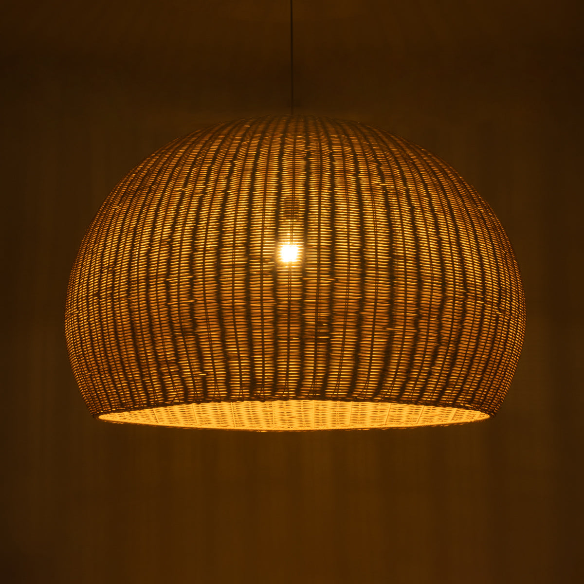 GloboStar® RAITO 01826 Boho Κρεμαστό Φωτιστικό Οροφής Μονόφωτο 1 x E27 AC220-240V IP20 - Φ100 x Υ63cm - Μπεζ Ξύλινο Μπαμπού Πλέγμα Καμπάνα - ledmania.gr