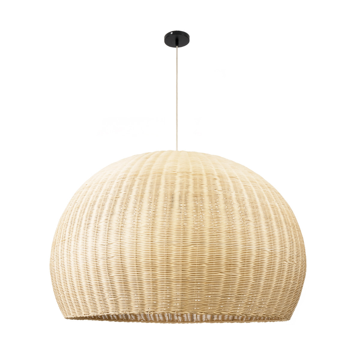 GloboStar® RAITO 01826 Boho Κρεμαστό Φωτιστικό Οροφής Μονόφωτο 1 x E27 AC220-240V IP20 - Φ100 x Υ63cm - Μπεζ Ξύλινο Μπαμπού Πλέγμα Καμπάνα - ledmania.gr