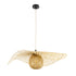 GloboStar® CINNABAR 01837 Boho Κρεμαστό Φωτιστικό Πλέγμα Μονόφωτο 1 x E27 IP20 Μπεζ Ξύλο - Μ75 x Π75 x Υ21cm - ledmania.gr