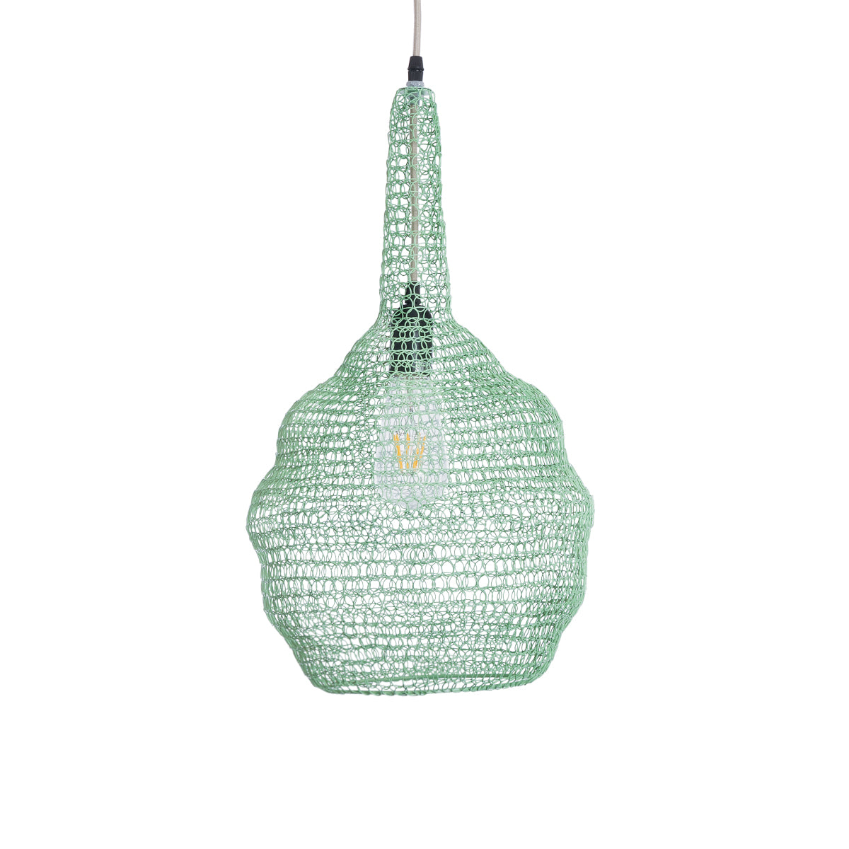 GloboStar® KENTUCKY 01882 Vintage Κρεμαστό Φωτιστικό Οροφής Μονόφωτο 1 x E27 AC220-240V IP20 - Φ30 x Υ50cm - Τιρκουάζ Μεταλλικό Πλέγμα - 5 Χρόνια Εγγύηση - ledmania.gr