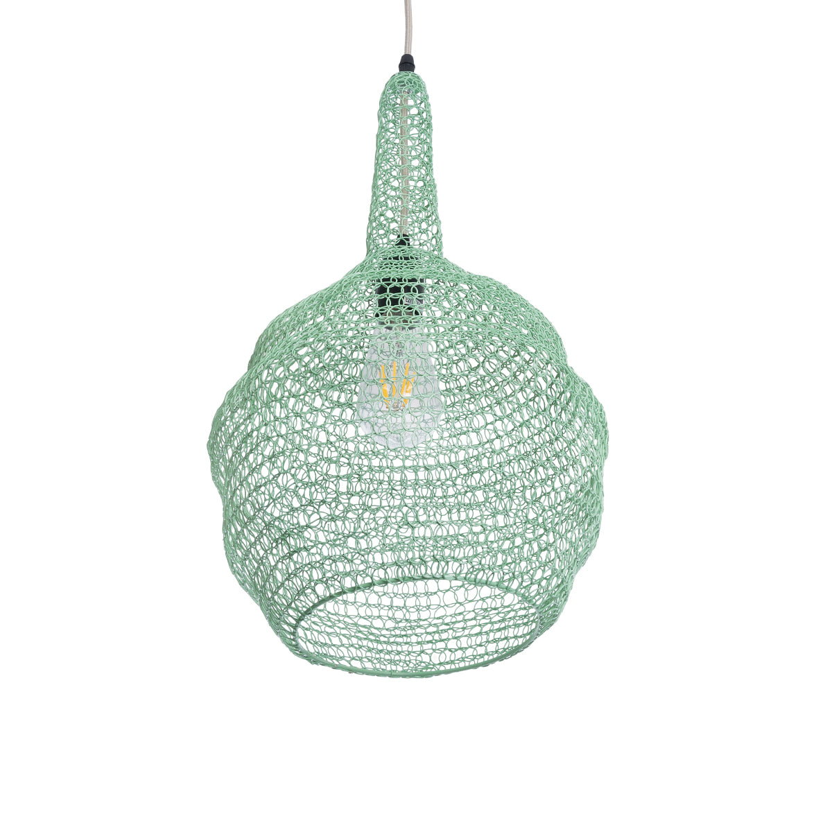 GloboStar® KENTUCKY 01882 Vintage Κρεμαστό Φωτιστικό Οροφής Μονόφωτο 1 x E27 AC220-240V IP20 - Φ30 x Υ50cm - Τιρκουάζ Μεταλλικό Πλέγμα - 5 Χρόνια Εγγύηση - ledmania.gr