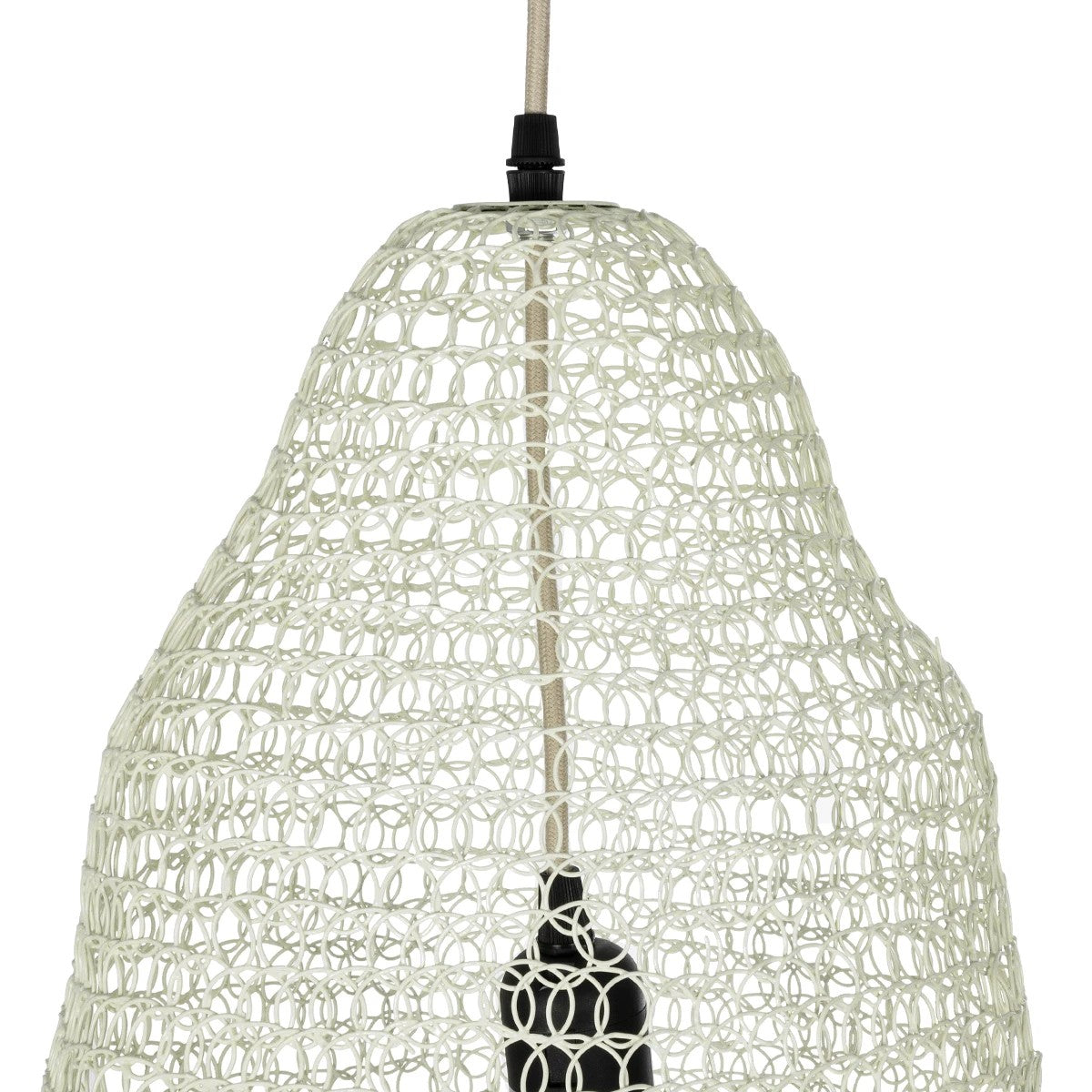 GloboStar® KENTUCKY 01889 Vintage Κρεμαστό Φωτιστικό Πλέγμα Μονόφωτο 1 x E27 IP20 Λευκό Μέταλλο - Μ50 x Π50 x Υ48cm - ledmania.gr