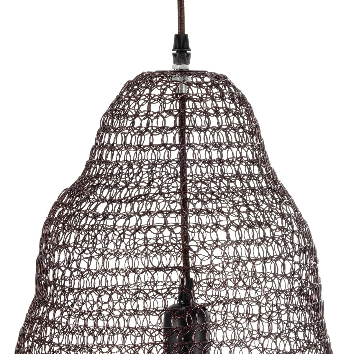 GloboStar® KENTUCKY 01890 Vintage Κρεμαστό Φωτιστικό Πλέγμα Μονόφωτο 1 x E27 IP20 Καφέ Μέταλλο - Μ50 x Π50 x Υ48cm - ledmania.gr