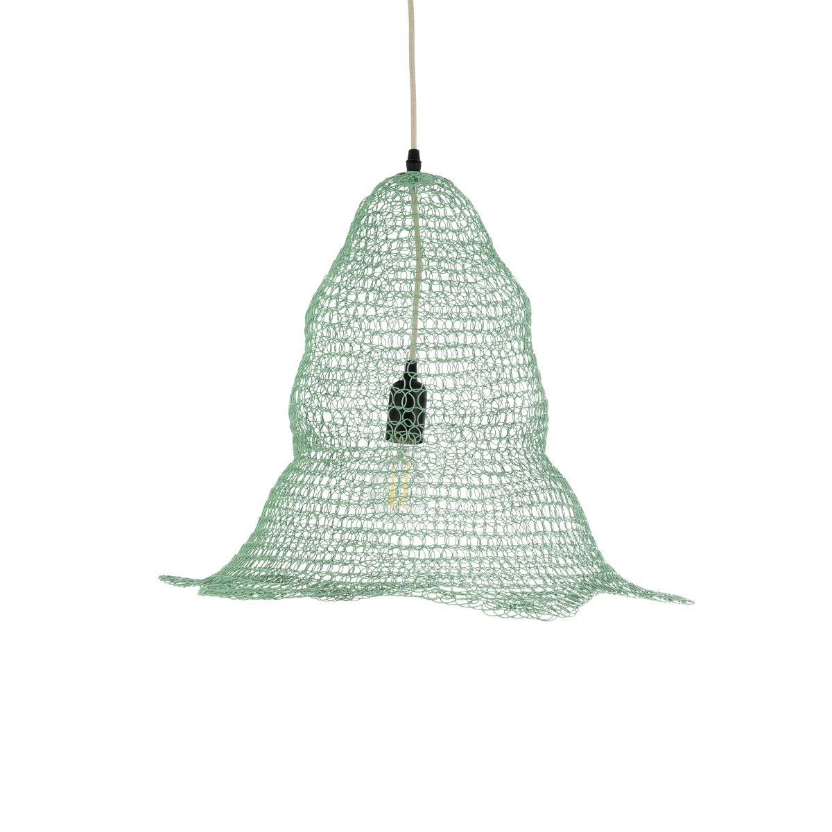 GloboStar® KENTUCKY 01891 Vintage Κρεμαστό Φωτιστικό Πλέγμα Μονόφωτο 1 x E27 IP20 Τιρκουάζ Μέταλλο - Μ50 x Π50 x Υ48cm - ledmania.gr