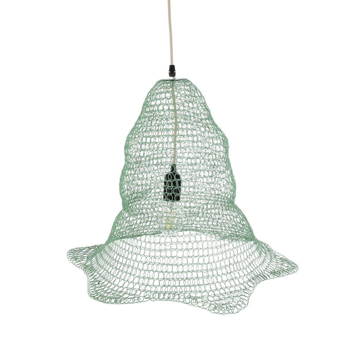 GloboStar® KENTUCKY 01891 Vintage Κρεμαστό Φωτιστικό Πλέγμα Μονόφωτο 1 x E27 IP20 Τιρκουάζ Μέταλλο - Μ50 x Π50 x Υ48cm - ledmania.gr