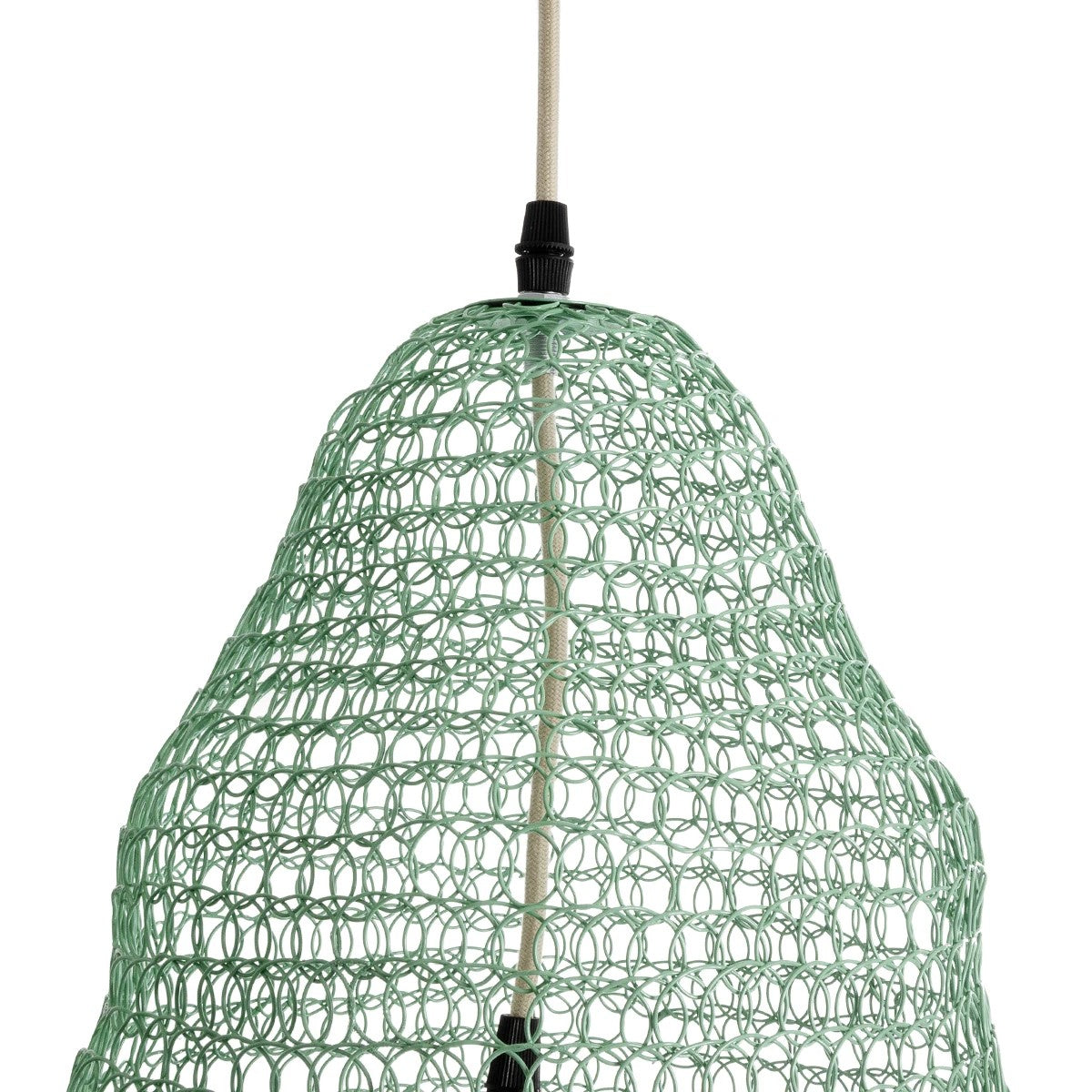 GloboStar® KENTUCKY 01891 Vintage Κρεμαστό Φωτιστικό Πλέγμα Μονόφωτο 1 x E27 IP20 Τιρκουάζ Μέταλλο - Μ50 x Π50 x Υ48cm - ledmania.gr